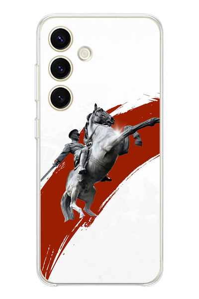 TechTree حافظة سيليكون متوافقة مع هاتف سامسونج جالاكسي S25 بتصميم حصان منتفخ وتفاصيل أتاتورك مطبوع