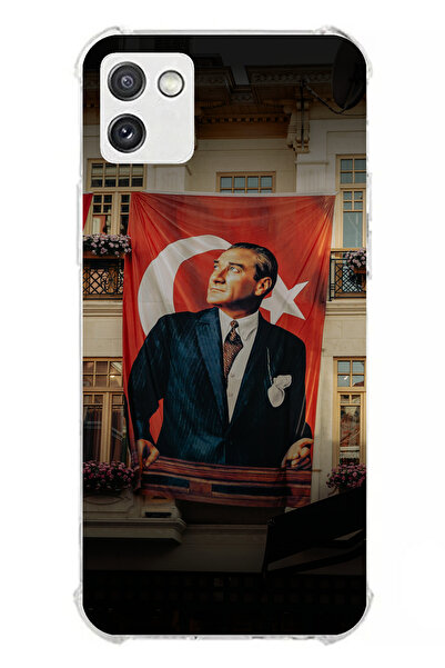 TechTree حافظة سيليكون متوافقة مع هاتف سامسونج جالاكسي A03 بتفاصيل العلم العملاق أتاتورك مطبوع