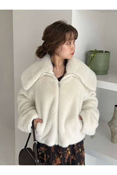 GÜLSEVEN Astarlı Peluş Kaban -krem