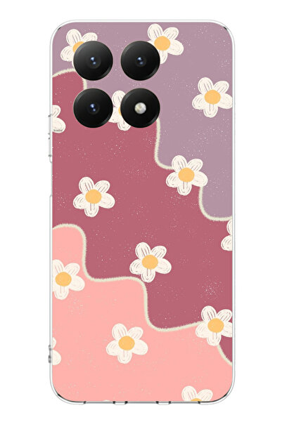 TechTree حافظة سيليكون متوافقة مع هاتف Xiaomi Mi 15T PRO بلون الورد المجفف والليلك المموج مطبوع