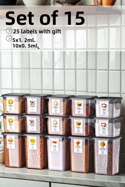palermo home Set of storage containers with 15 gift tags / 10X0.5Lt-5X1.2Lt.