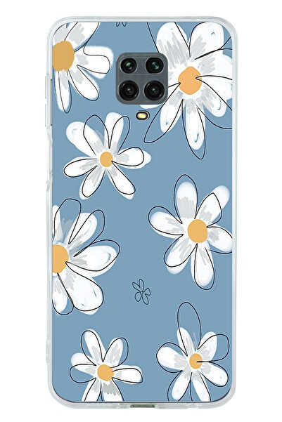 TechTree حافظة سيليكون متوافقة مع هاتف Redmi Note 9 PRO-9S باللون الأزرق ديزي جاردن مطبوع