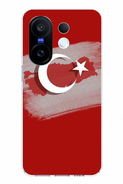 TechTree جراب سيليكون متوافق مع هاتف Vivo X200 FE بتصميم خريطة تركيا وعلم ترك...