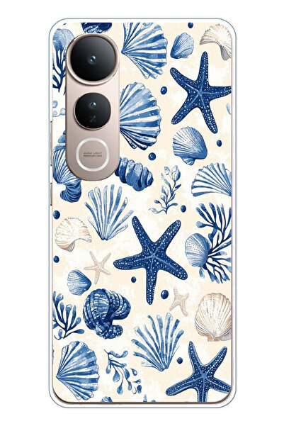 TechTree حافظة سيليكون مطبوع متوافقة مع Vivo V50 Lite بنمط صدفة البحر الزرقاء...