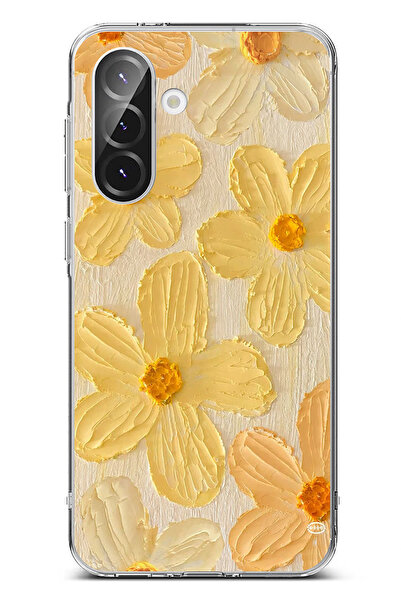 TechTree حافظة سيليكون متوافقة مع هاتف سامسونج جالاكسي A56 بلون أصفر ديزي مطبوع