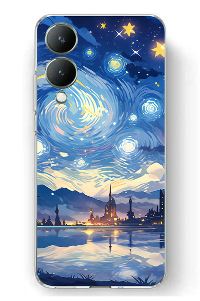TechTree حافظة سيليكون متوافقة مع Vivo Y17s بتصميم السماء المرصعة بالنجوم وصو...