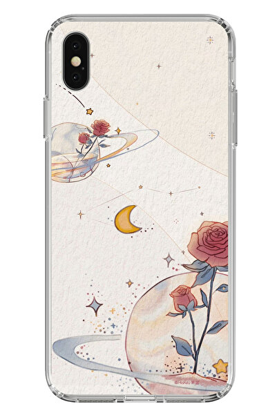 TechTree حافظة سيليكون متوافقة مع هاتف iPhone X-XS، Planet and Star and Rose ...