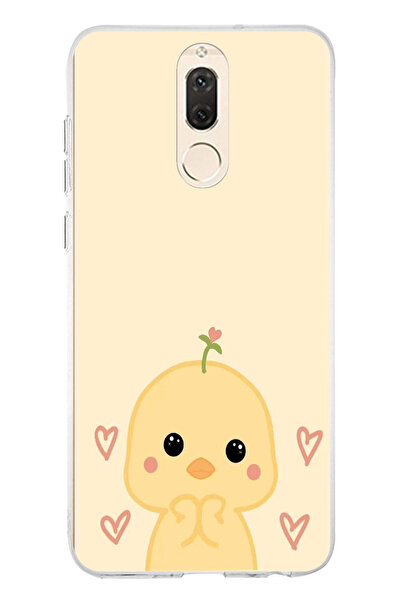 TechTree حافظة سيليكون مطبوع متوافقة مع هاتف هواوي ميت 10 لايت بنمط كتكوت لطيف وقلب