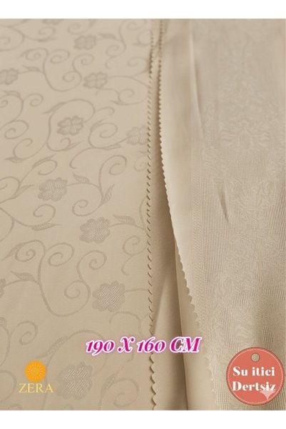 zera collection Tablecloth Beige Jumbo Erasable Board Jacquard - Self-Embroidered - Washable (190X160Cm)
