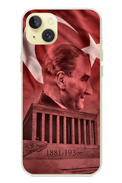 TechTree حافظة سيليكون متوافقة مع هاتف iPhone 15 PLUS تحمل صورة أتاتورك وانيم...