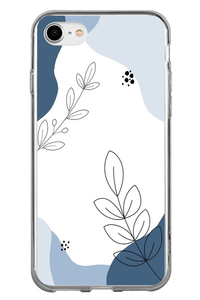 TechTree حافظة سيليكون متوافقة مع هاتف iPhone 6 - 6S باللون الأزرق وخطوط نبات...