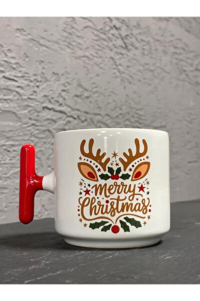 Kırtasiye Ofisi كوب هدية عيد الميلاد بتصميم قرن الغزال مع مقبض أحمر