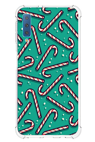 TechTree جراب سيليكون مطبوع متوافق مع هاتف سامسونج جالاكسي A7 2018 مع عصا حلو...