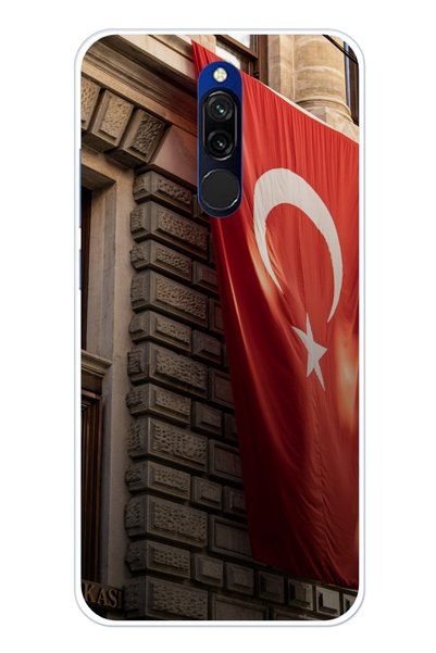 TechTree حافظة سيليكون متوافقة مع Redmi 8 بتصميم العلم التركي مطبوع