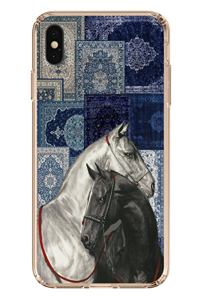 TechTree حافظة سيليكون متوافقة مع هاتف iPhone XS MAX باللون الأزرق بنمط كليم ...