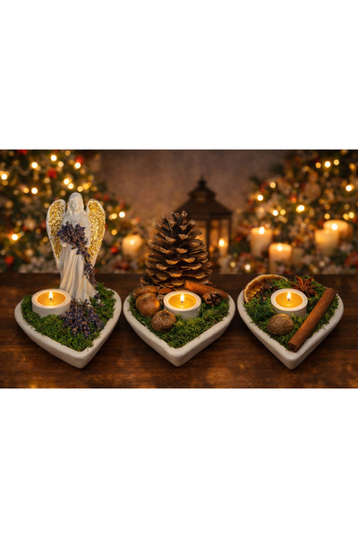 Anais&Iulian Deco Srl Handmade decorative arrangement with angel and candle – heart holder