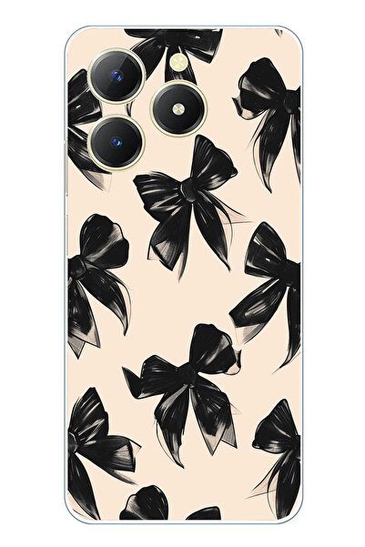 TechTree حافظة سيليكون متوافقة مع Realme C61 باللون الأسود مطبوع