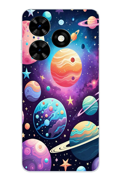 TechTree حافظة سيليكون مطبوع متوافقة مع هاتف Tecno Spark Go 2024 بنمط الفضاء ...