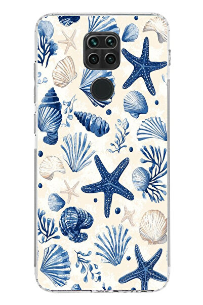 TechTree حافظة سيليكون مطبوع متوافقة مع هاتف Redmi Note 9 بنمط صدفة البحر الز...