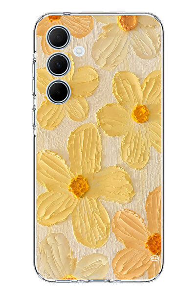 TechTree حافظة سيليكون متوافقة مع هاتف سامسونج جالاكسي A35 بلون أصفر ديزي مطبوع