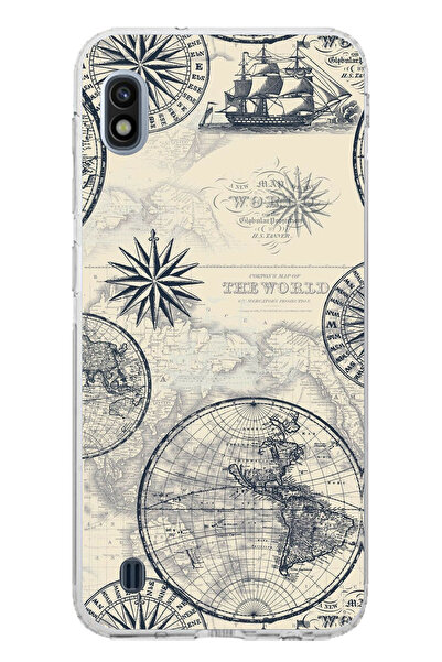 TechTree حافظة سيليكون متوافقة مع هاتف سامسونج جالاكسي A10 تحمل خريطة العالم ...