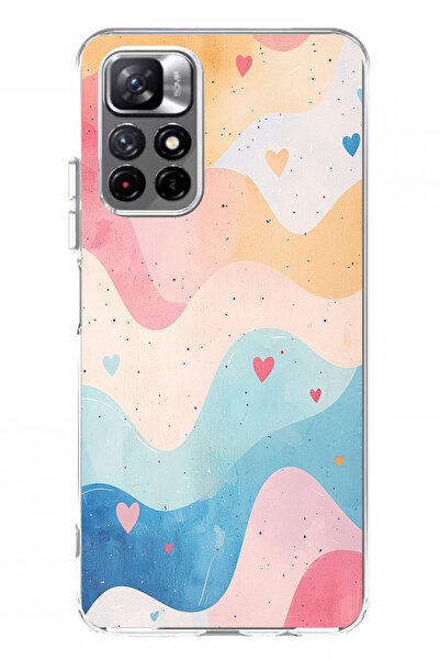 TechTree حافظة سيليكون متوافقة مع هاتف Redmi 10 بألوان باستيل ومموجة وقلب مطبوع