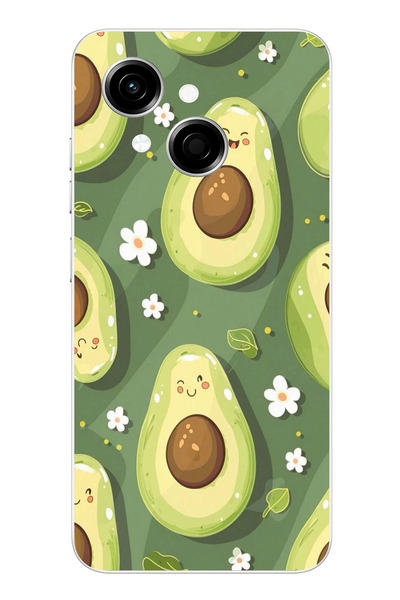 TechTree حافظة سيليكون مطبوعة عليها أفيوكادو لطيف مع خلفية خضراء متوافقة مع ت...