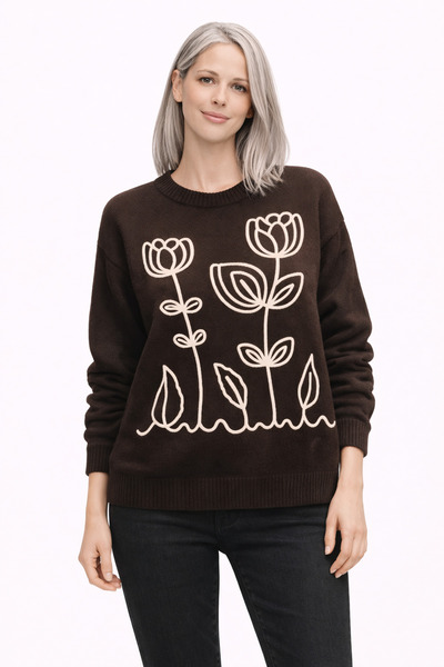 DİMA سترة تريكو بأكمام طويلة ونقش مطرز