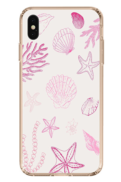 TechTree حافظة سيليكون مطبوعة بنجم البحر الوردي والصدف متوافقة مع هاتف iPhone...