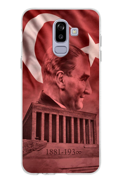 TechTree حافظة سيليكون متوافقة مع هاتف سامسونج جالاكسي J8-A6 بلس تحمل صورة أت...