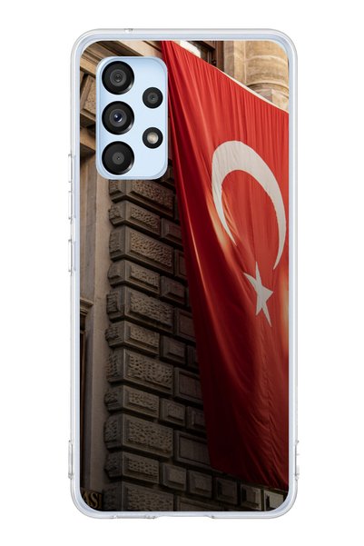 TechTree حافظة سيليكون متوافقة مع هاتف سامسونج جالاكسي A53 بتصميم العلم الترك...