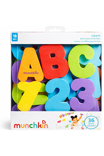 Munchkin مجموعة ألعاب إسفنجية لتعليم الحروف والأرقام أثناء الاستحمام (36 قطعة)