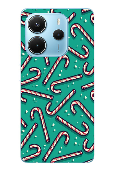 TechTree حافظة سيليكون مطبوع متوافقة مع هاتف Redmi Note 14 4G مزودة بعصا حلوى...