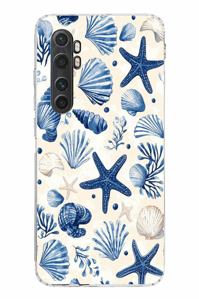 TechTree حافظة سيليكون مطبوع متوافقة مع هاتف Mi Note 10 Lite بنمط الصدفة البح...