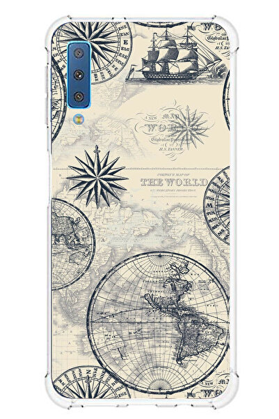 TechTree حافظة سيليكون متوافقة مع هاتف سامسونج جالاكسي A7 2018، خريطة العالم ...