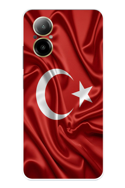 TechTree حافظة سيليكون متوافقة مع علم تركيا مطبوع لهاتف Realme 12 Lite