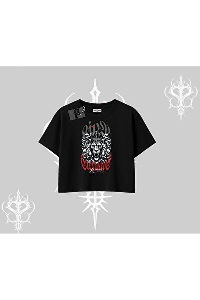 Tarzsokak Tricou crop supradimensionat Leu încoronat Mitul Autorității Rock