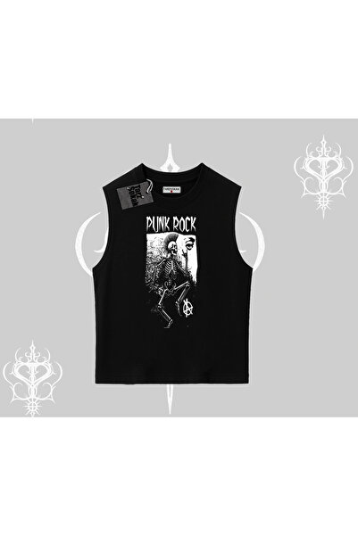 Tarzsokak تي شيرت بدون أكمام بانك روك كاوس سكيليتون رايت