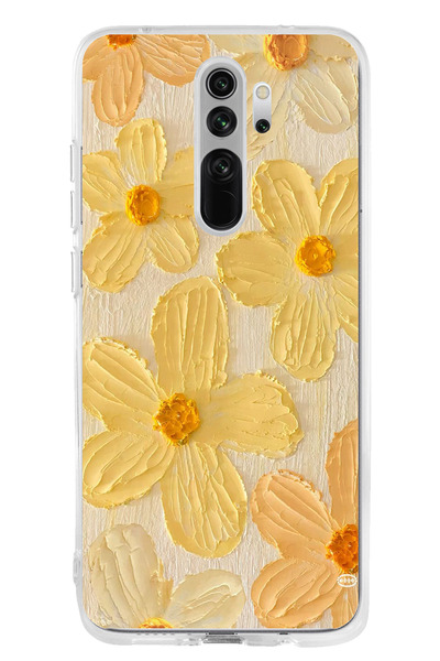 TechTree حافظة سيليكون متوافقة مع هاتف Redmi Note 8 بلون أصفر ديزي مطبوع