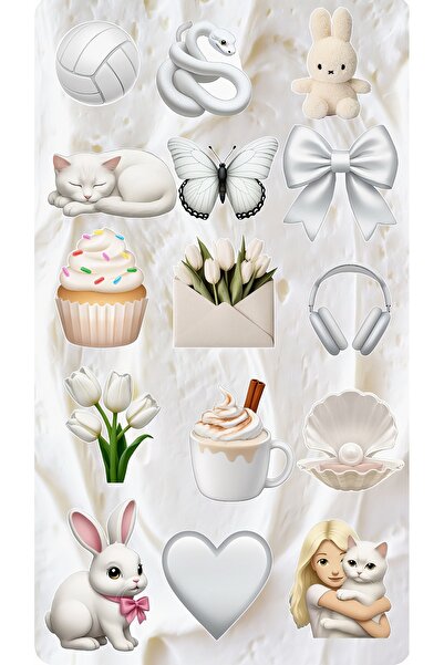 Limitless Design مجموعة ملصقات جمالية باللون الأبيض والألوان الناعمة - للكمبي...