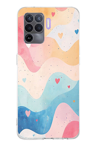 TechTree حافظة سيليكون متوافقة مع هاتف OPPO Reno 5 Lite بألوان الباستيل ومموج...