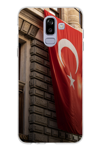 TechTree حافظة سيليكون متوافقة مع هاتف سامسونج جالاكسي J8-A6 بلس بتصميم العلم...