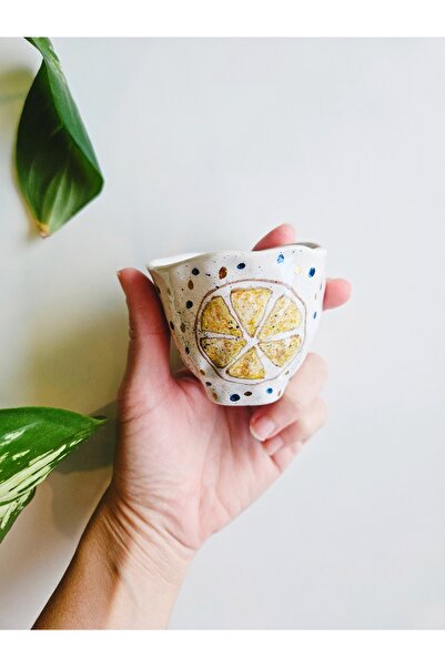 WEBBMODA El yapımı puantiyeli limon fincan