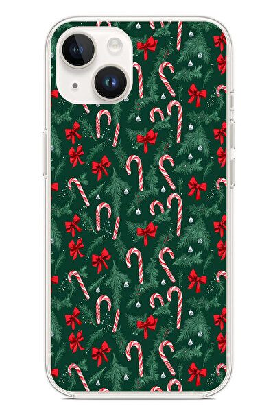 TechTree غطاء سيليكون متوافق مع هاتف iPhone 14 PLUS لشجرة الصنوبر وعصا الحلوى...