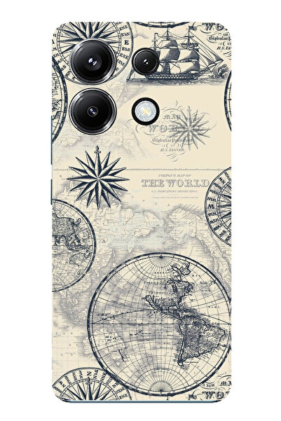 TechTree حافظة سيليكون متوافقة مع خريطة العالم الكلاسيكية وبوصلة مطبوع لهاتف ...