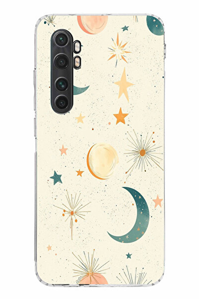 TechTree حافظة سيليكون متوافقة مع هاتف Mi Note 10 Lite ذات خلفية كريمية وقمر ...