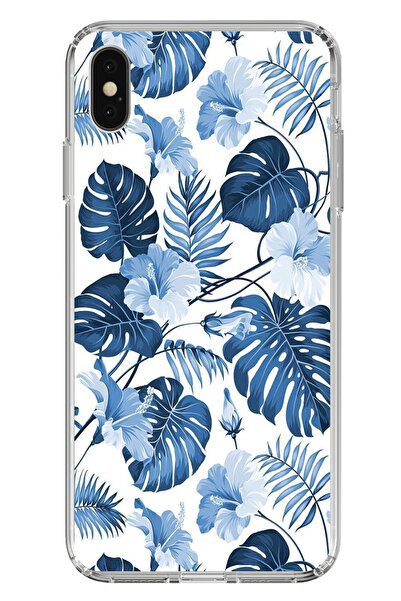 TechTree حافظة سيليكون مطبوع متوافقة مع هاتف iPhone X-XS بنمط أوراق الشجر الز...