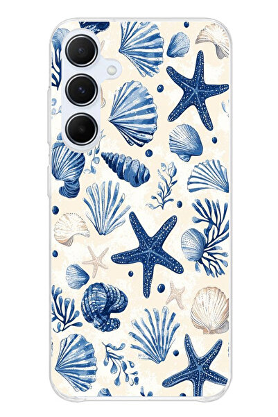 TechTree حافظة سيليكون مطبوع متوافقة مع هاتف سامسونج جالاكسي A55 بنمط صدفة ال...