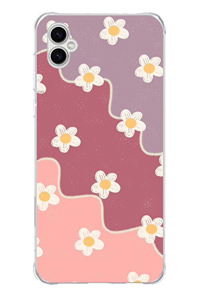 TechTree حافظة سيليكون متوافقة مع هاتف سامسونج جالاكسي A04 بلون الورد المجفف والليلكي المموج مطبوع