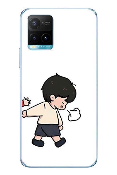 TechTree حافظة سيليكون متوافقة مع هاتف Vivo Y21S/Y33S/Y32 - مجموعة الزوجين مطبوع